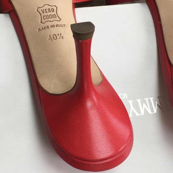 Like New! Jimmy Choo Red Slide Kitten Heel 40 1/2 - Picture 6 of 14